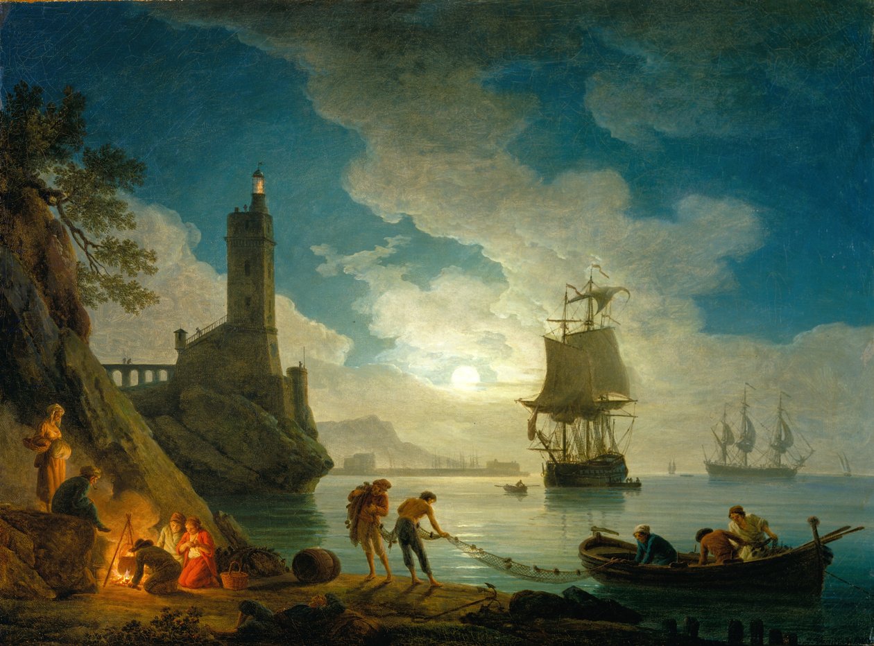 Ein Hafen im Mondlicht von Claude Joseph Vernet