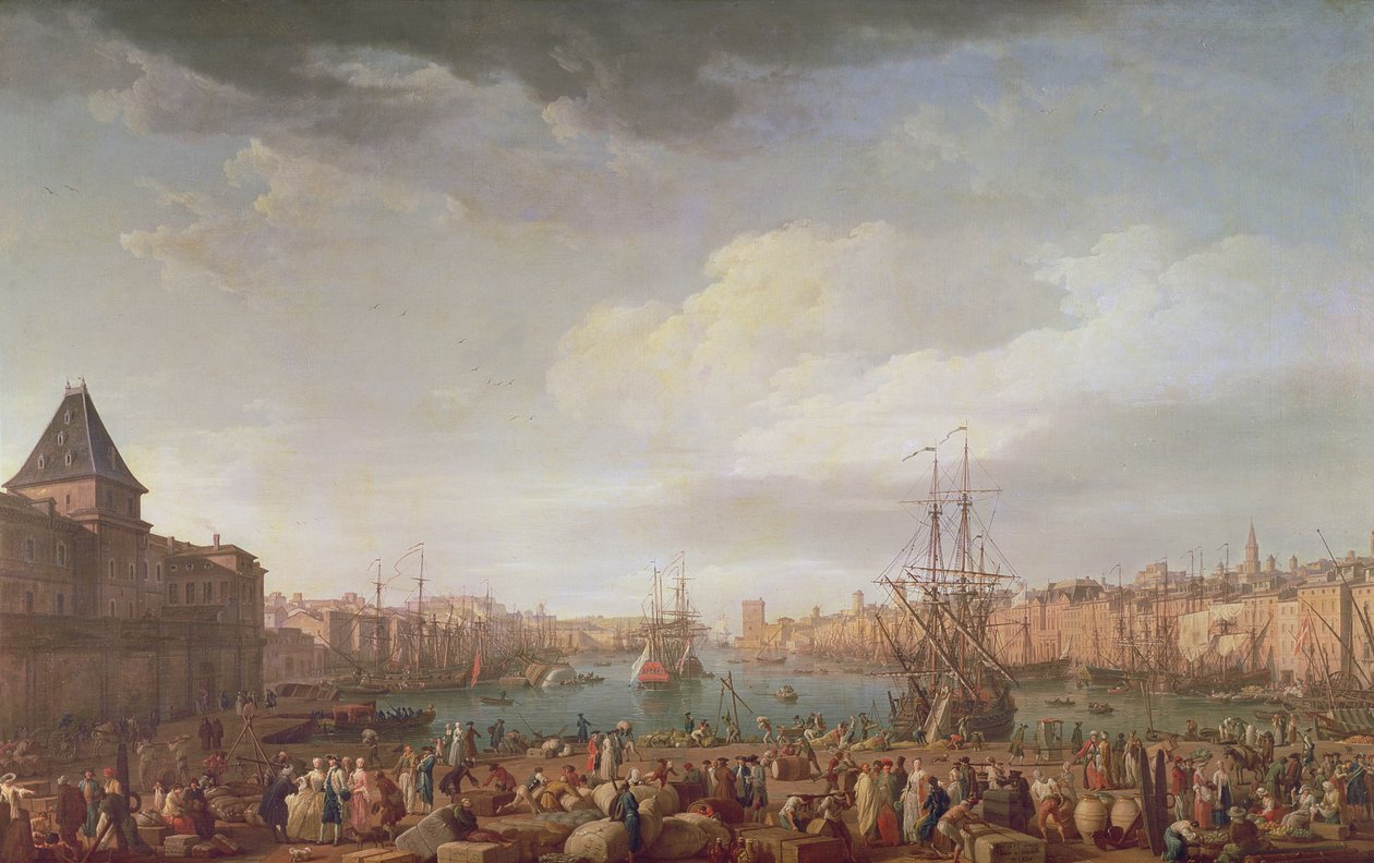 Morgenansicht des Inneren Hafens von Marseille und des Pavillons der Horloge du Parc, 1754 von Claude Joseph Vernet
