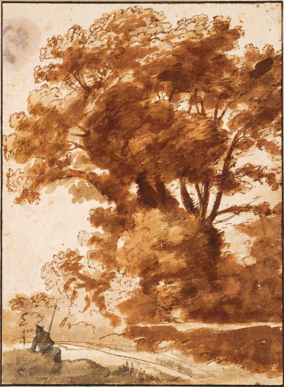 Gruppe von Bäumen und ruhender Hirte, 1630er von Claude Lorrain