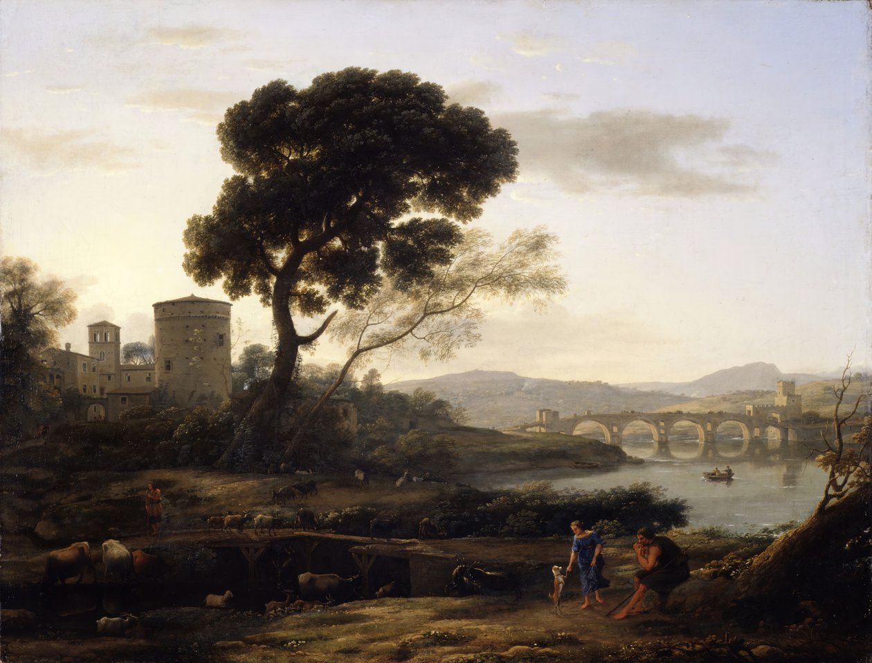 Landschaft in der Nähe von Rom mit Blick auf die Ponte Molle, 1645 von Claude Lorrain