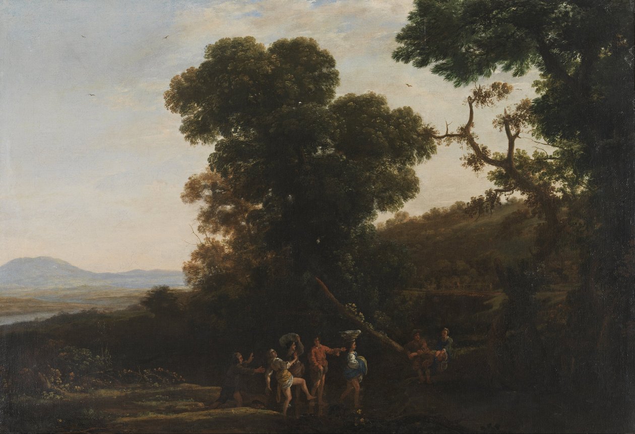 Landschaft mit Figuren, die durch einen Bach waten von Claude Lorrain