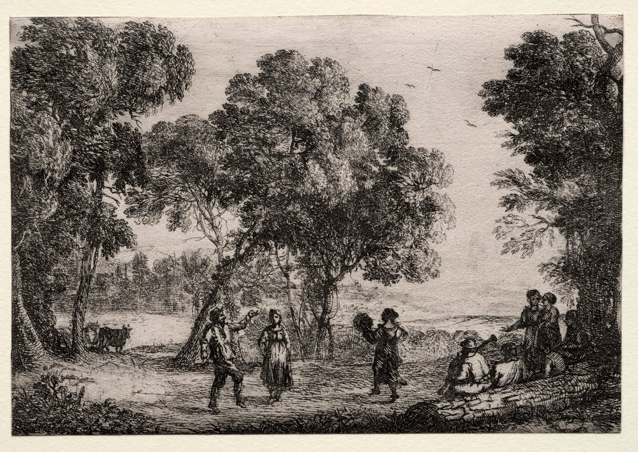 Landschaft mit einem Bauerntanz Kleine Platte von Claude Lorrain