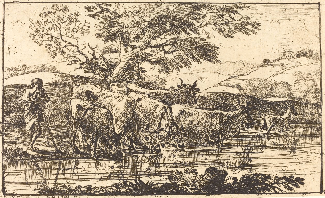 Die Herde am Wasserplatz von Claude Lorrain