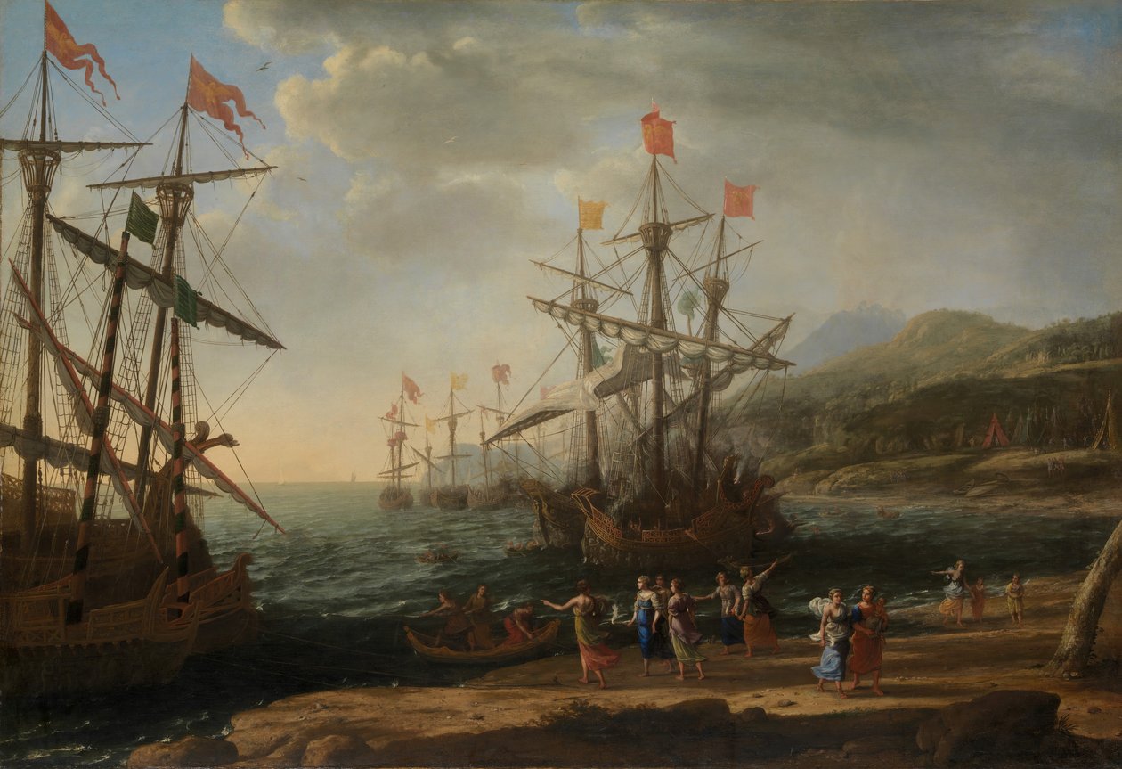 Die trojanischen Frauen setzen ihre Flotte in Brand, ca. 1643 von Claude Lorrain