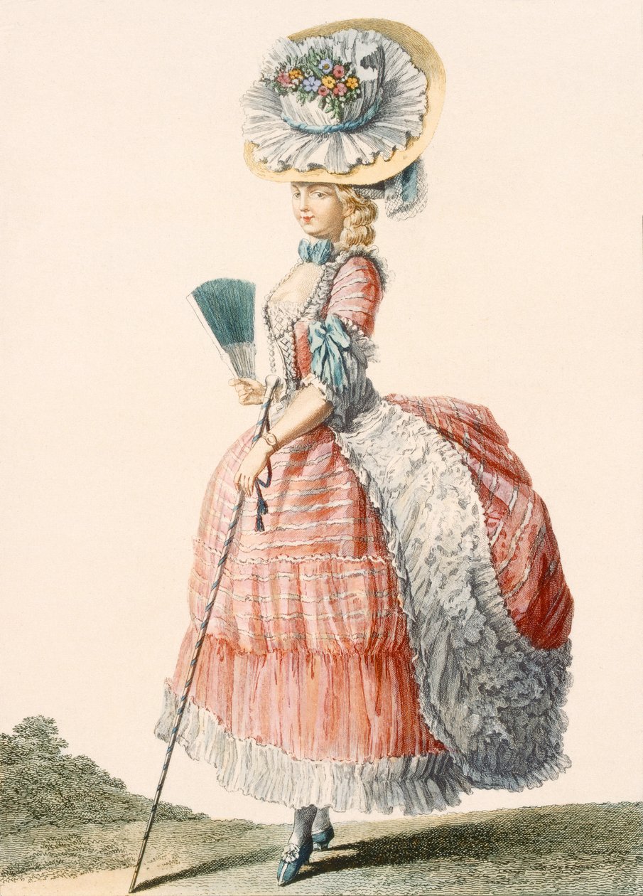 Promenadenkleid für Damen, graviert von Dupin, Platte aus 