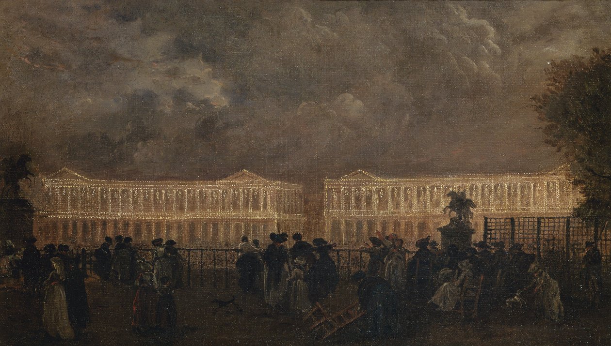 Beleuchtung des Place Louis-XV anlässlich der Geburt des Dauphins, im Oktober 1781, circa 1781 von Claude Louis Chatelet