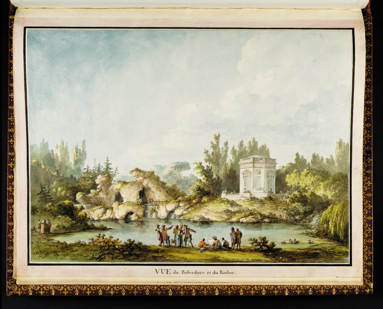 Vue du Belvédère et du Rocher, aus Recueil des plans du Petit Trianon von Richard Mique (1728-94) von Claude Louis Chatelet