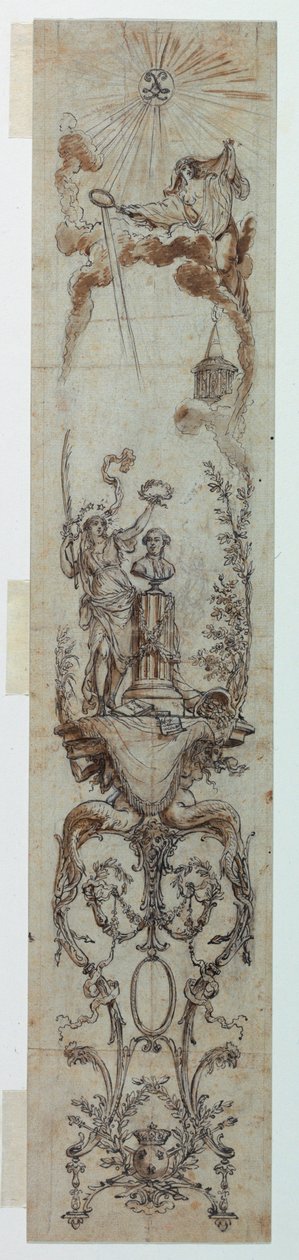 Entwürfe für bemalte Tafeln mit Fortuna und Jacques Necker, 1788–90 von Claude Louis Desrais