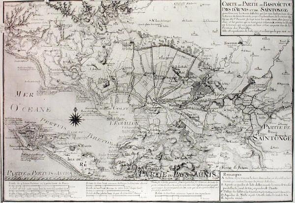 Karte von Bas Poitou, Aunis und Saintonge mit den Sümpfen der Bucht von Aiguillon, 1716 von Claude Masse