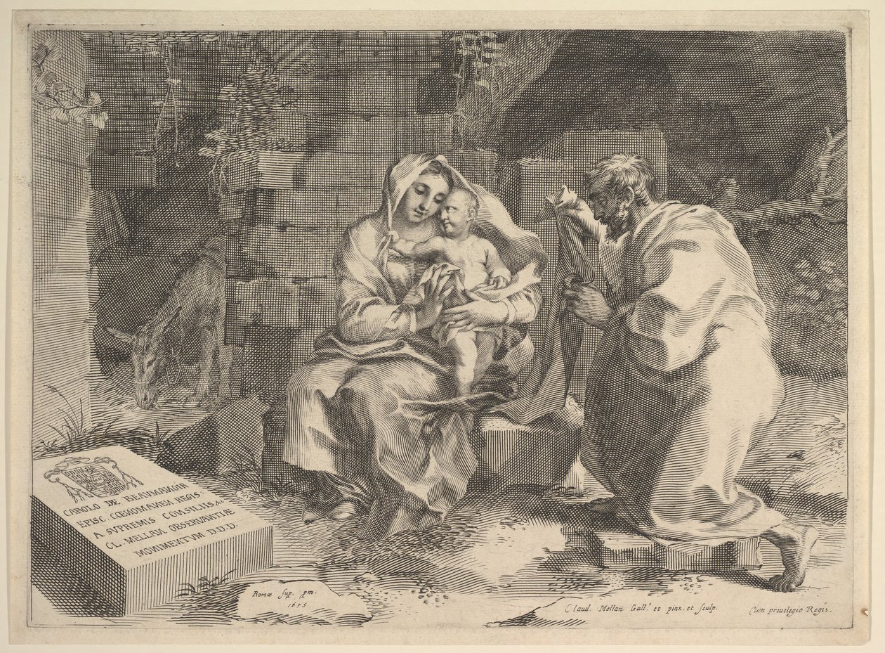 Heilige Familie ruht während der Flucht nach Ägypten, 1635 von Claude Mellan