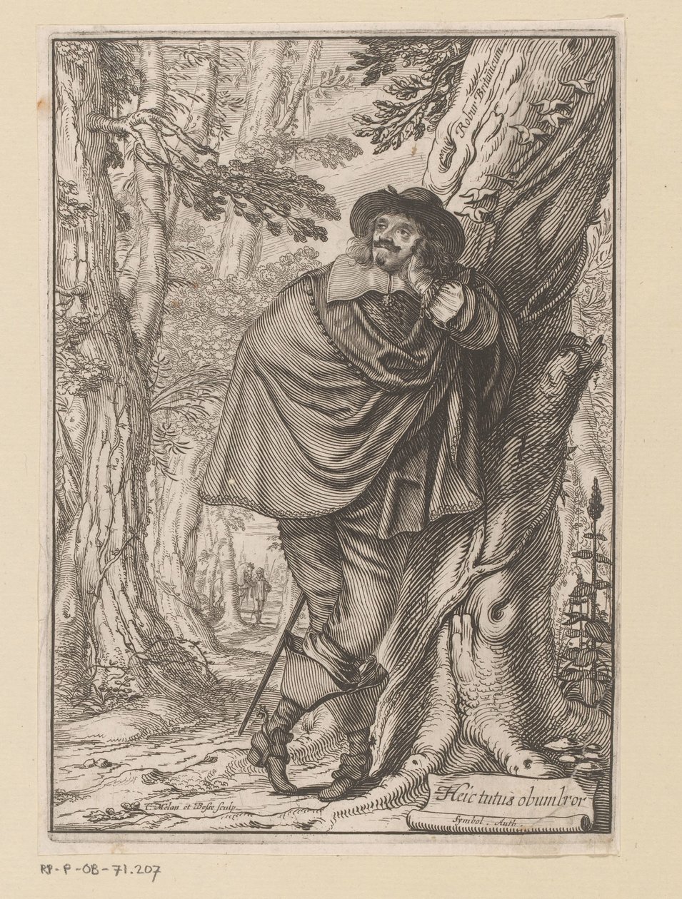 James Howell lehnt an einem Baum Titelblatt für: James Howell, Dendrologie (...), 1641 von Claude Mellan