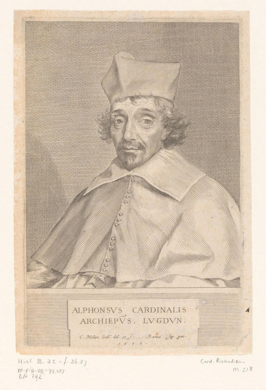 Porträt von Alphonse Louis du Plessis de Richelieu, Erzbischof von Lyon von Claude Mellan