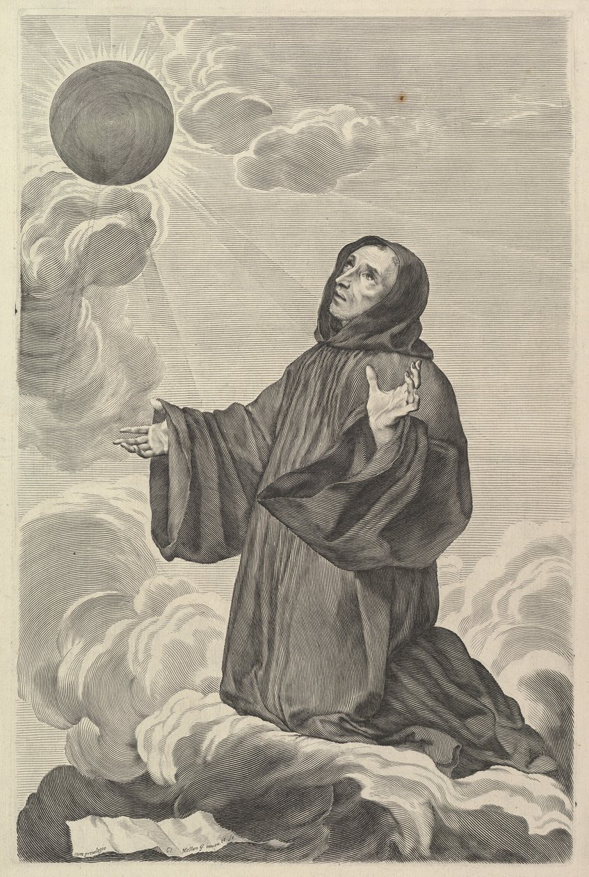 St. Benedikt in Ekstase von Claude Mellan