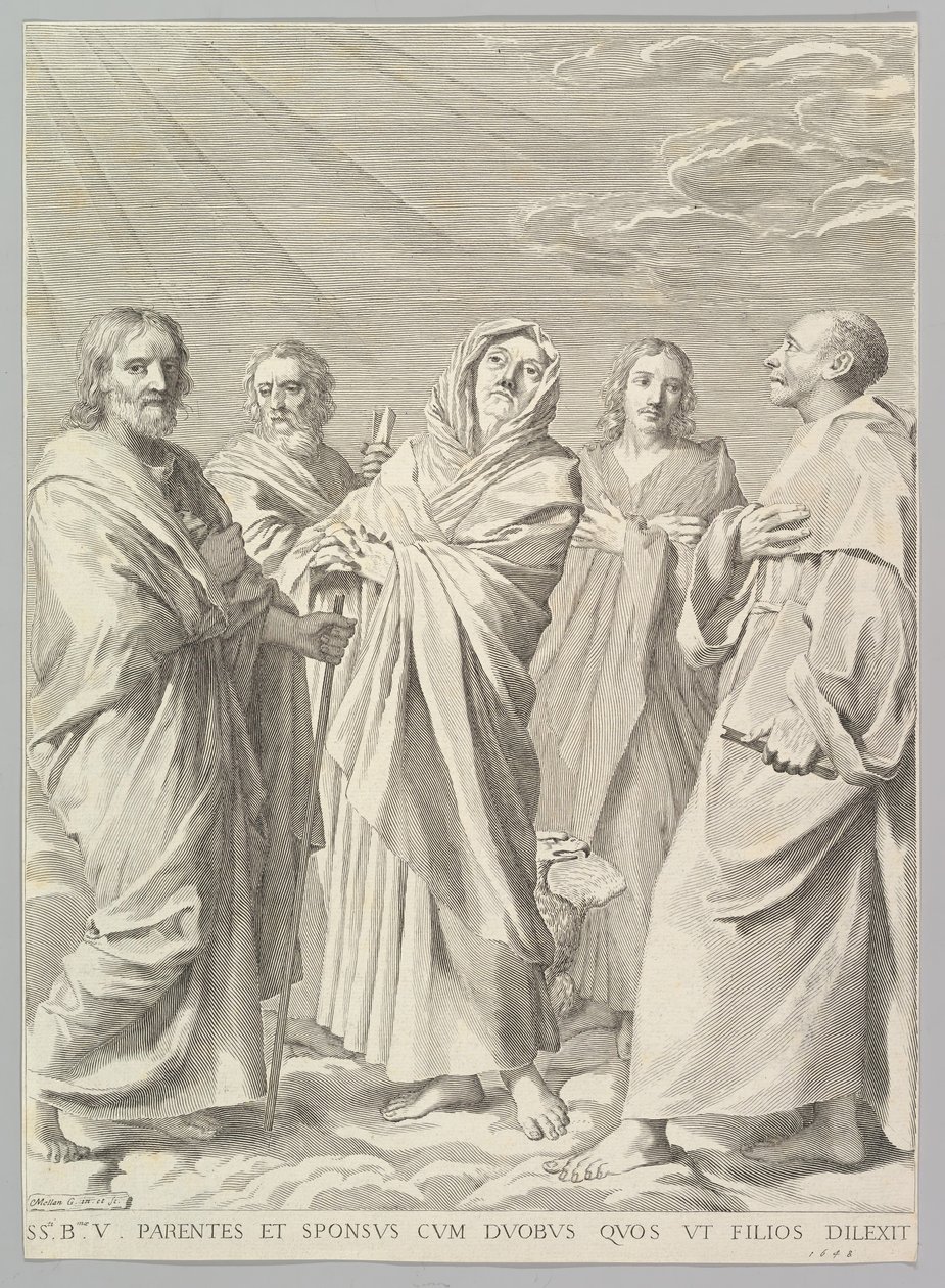 Heilige Anna, Josef, Joachim, Bernhard und Johannes der Evangelist Parenté de la Vierge, 1648 von Claude Mellan