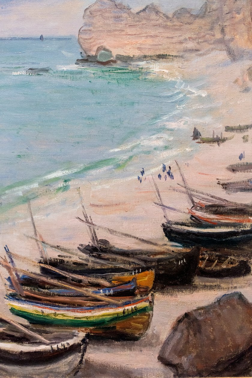 Boote am Strand von Etretat (Detail) von Claude Monet