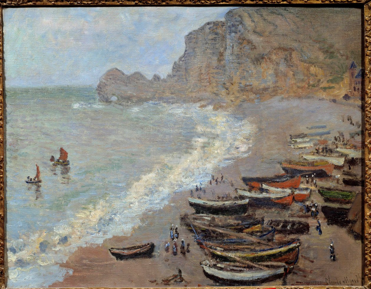 Étretat: der Strand und das Tor von Amont, Gemälde von Claude Monet, 1883 von Claude Monet