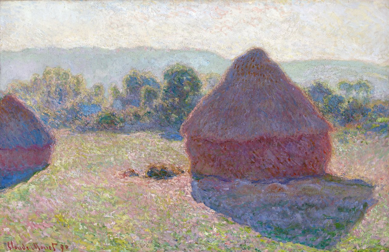Die Heuhaufen am Mittag von Claude Monet