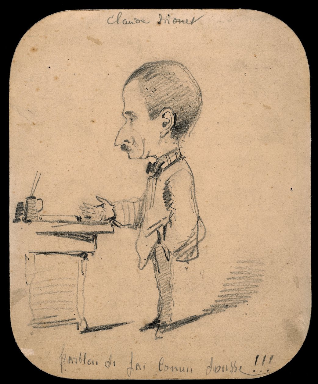 Monet - Karikatur eines Mannes am Schreibtisch (recto), 1855-56 von Claude Monet