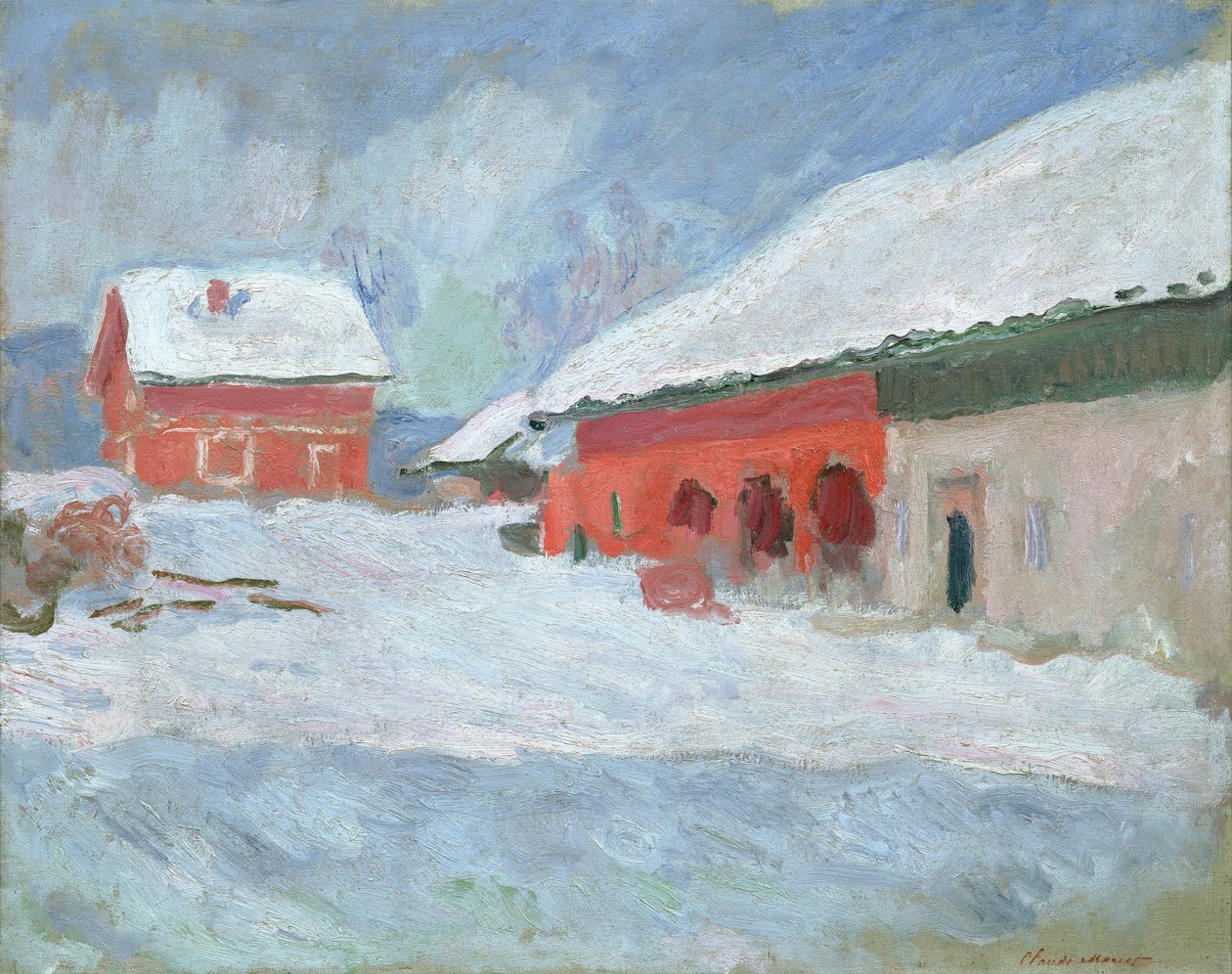 Norwegen, Rote Häuser in Bjornegaard, 1895 von Claude Monet