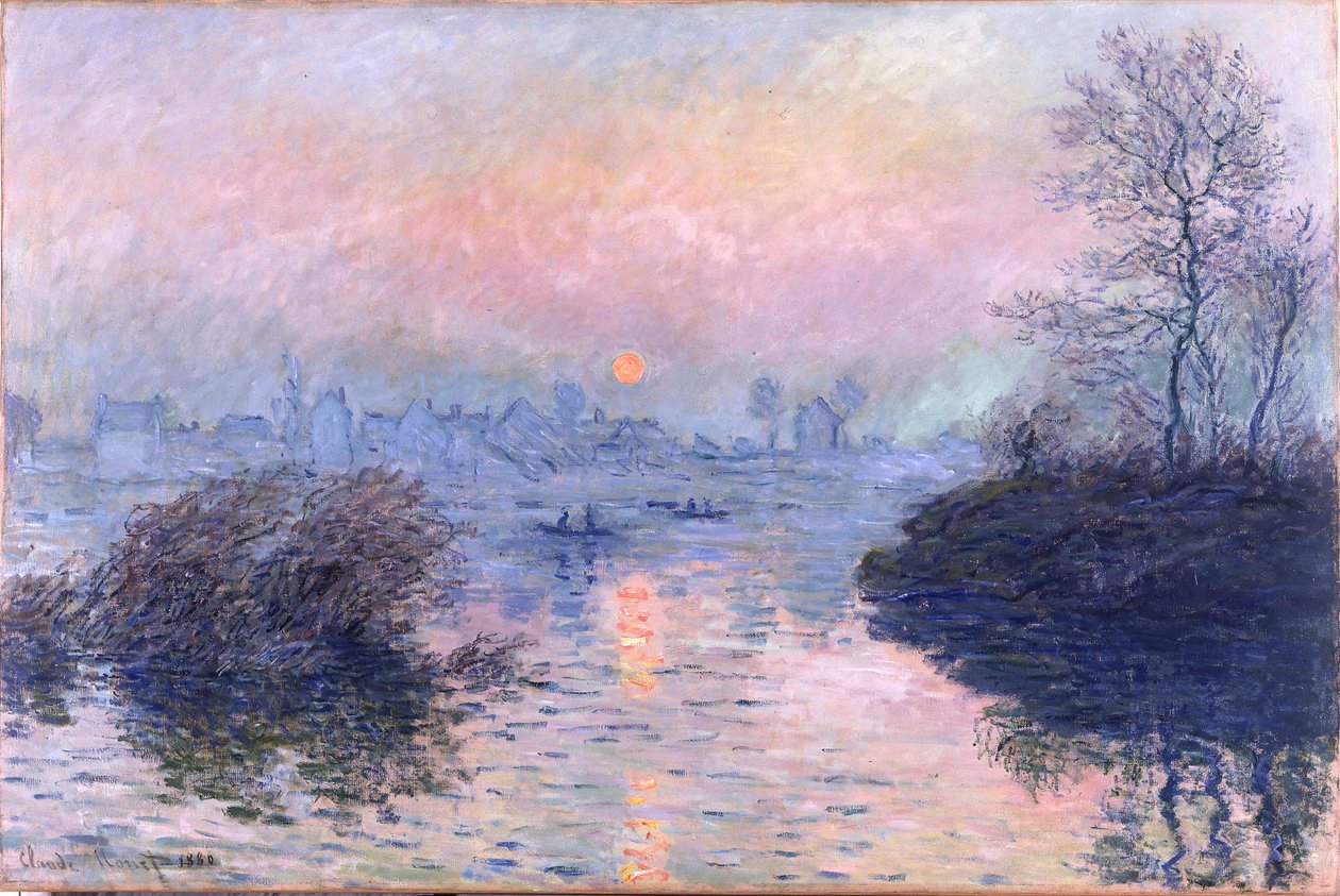 Sonnenuntergang an der Seine bei Lavacourt, Wintereffekt von Claude Monet