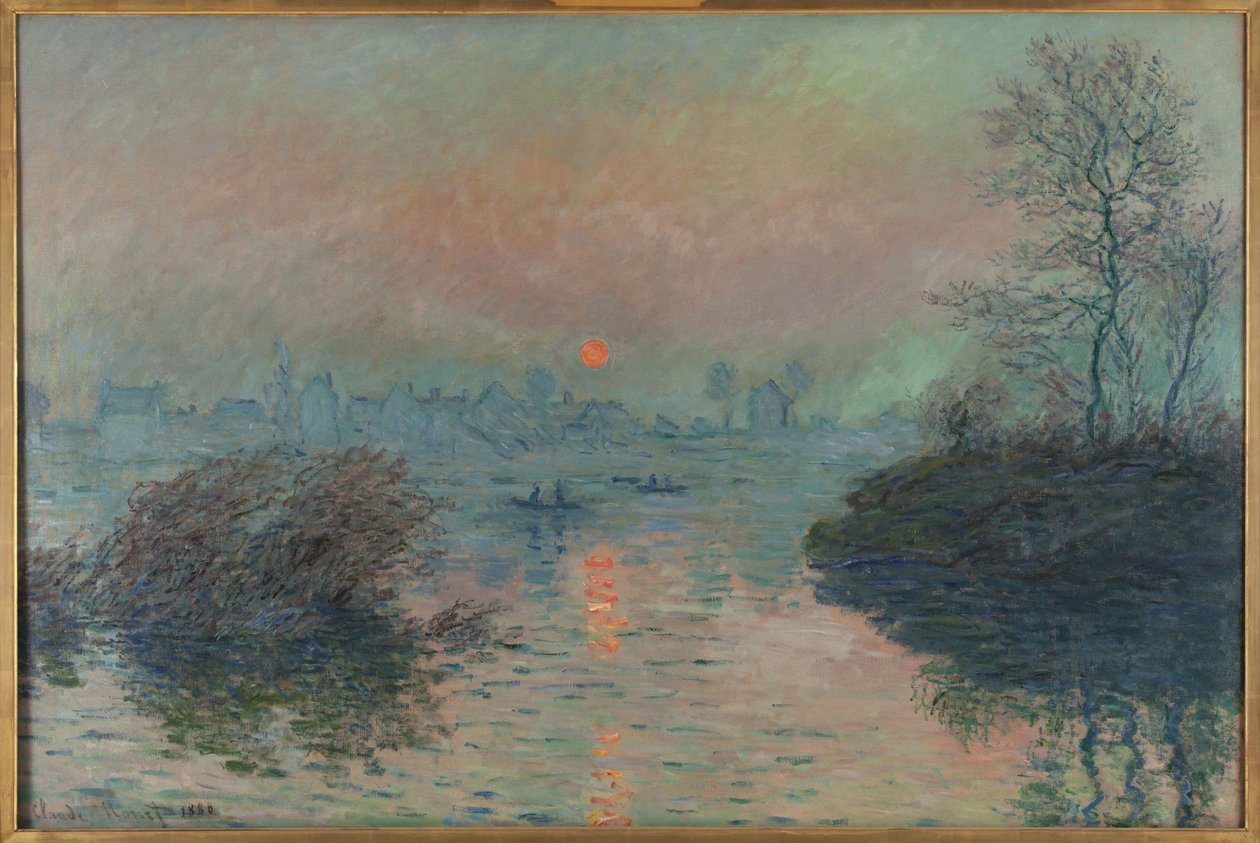 Sonnenuntergang an der Seine bei Lavacourt, Wintereffekt von Claude Monet