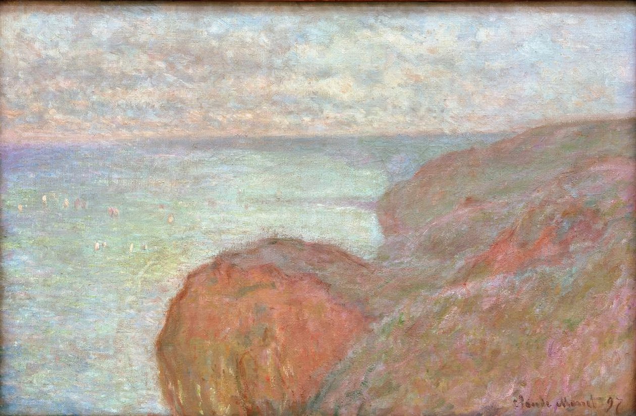 Auf der Klippe bei Dieppe, bewölkter Himmel von Claude Monet