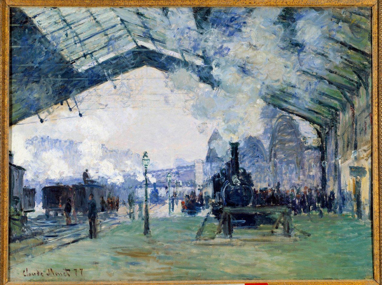 Ansicht des Bahnhofs Saint Lazare in Paris und des Normandie-Zuges von Claude Monet