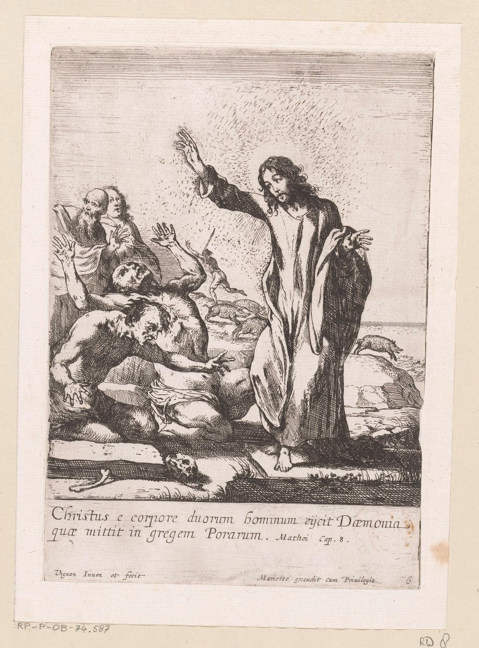Christus befreit zwei Besessene von Dämonen von Claude Vignon