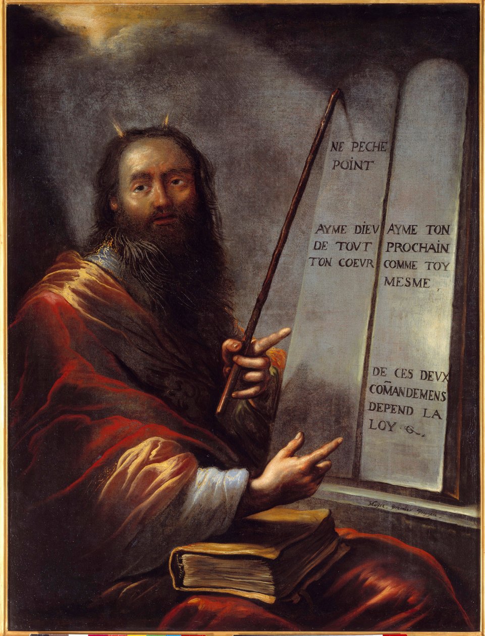 Moses und die Gesetzestafeln. Gemälde von Claude Vignon (1593-1670) 17. Jahrhundert. Rouen, Musee des Beaux Arts. von Claude Vignon