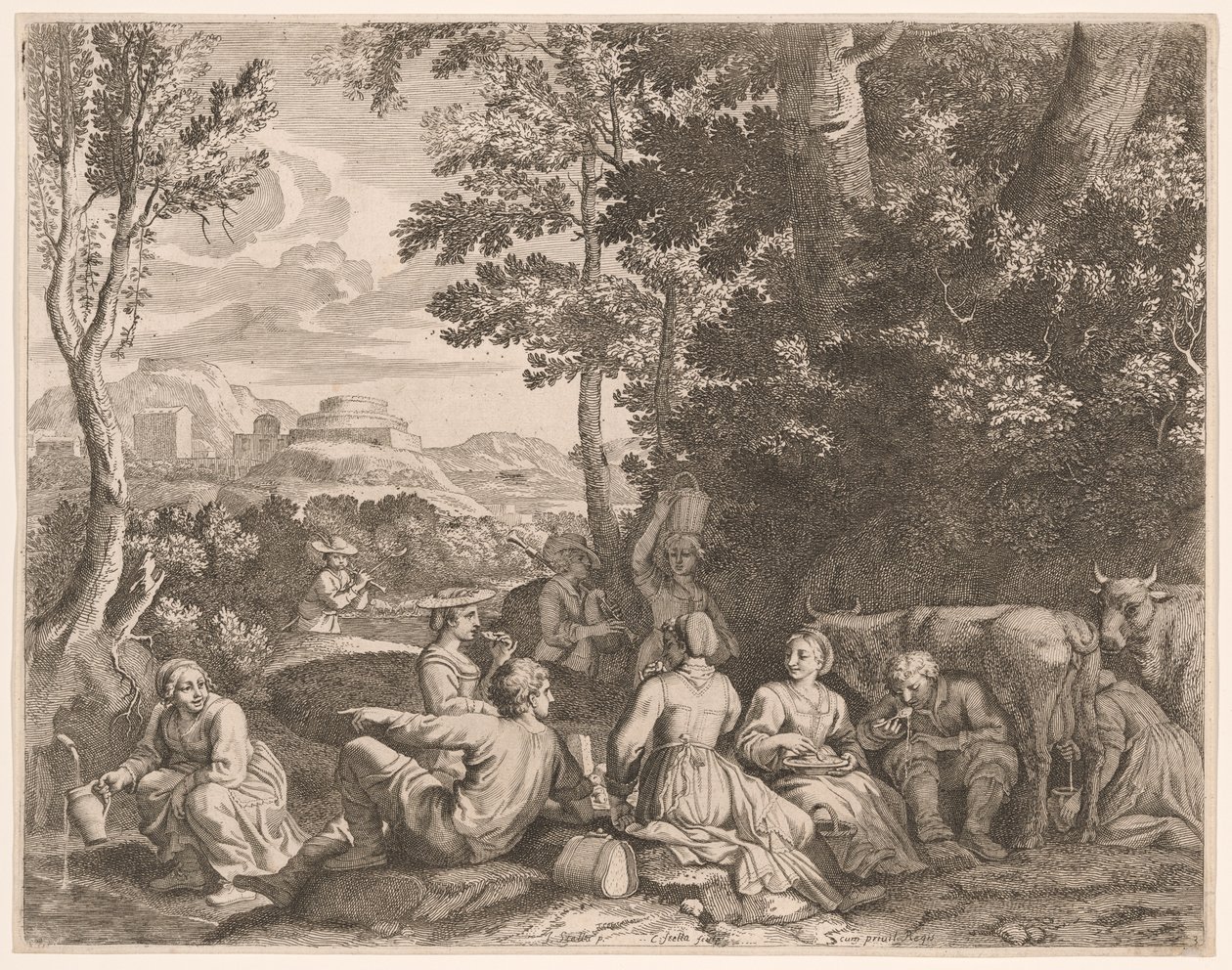 Landmahlzeit, Platte 3 aus Pastorales von Claudine Bouzonnet Stella