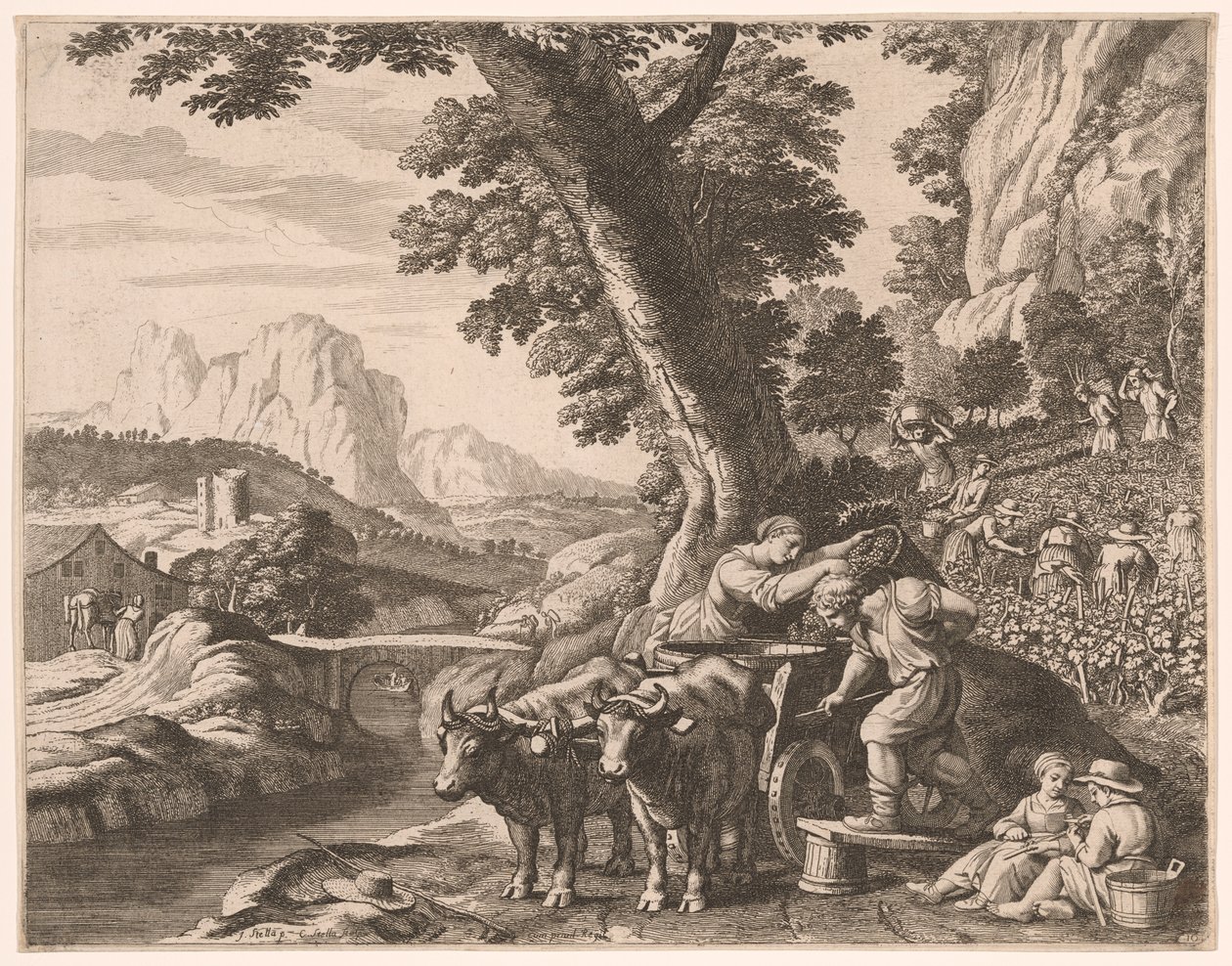 Die Ernte, Platte 10 aus Pastorales von Claudine Bouzonnet Stella