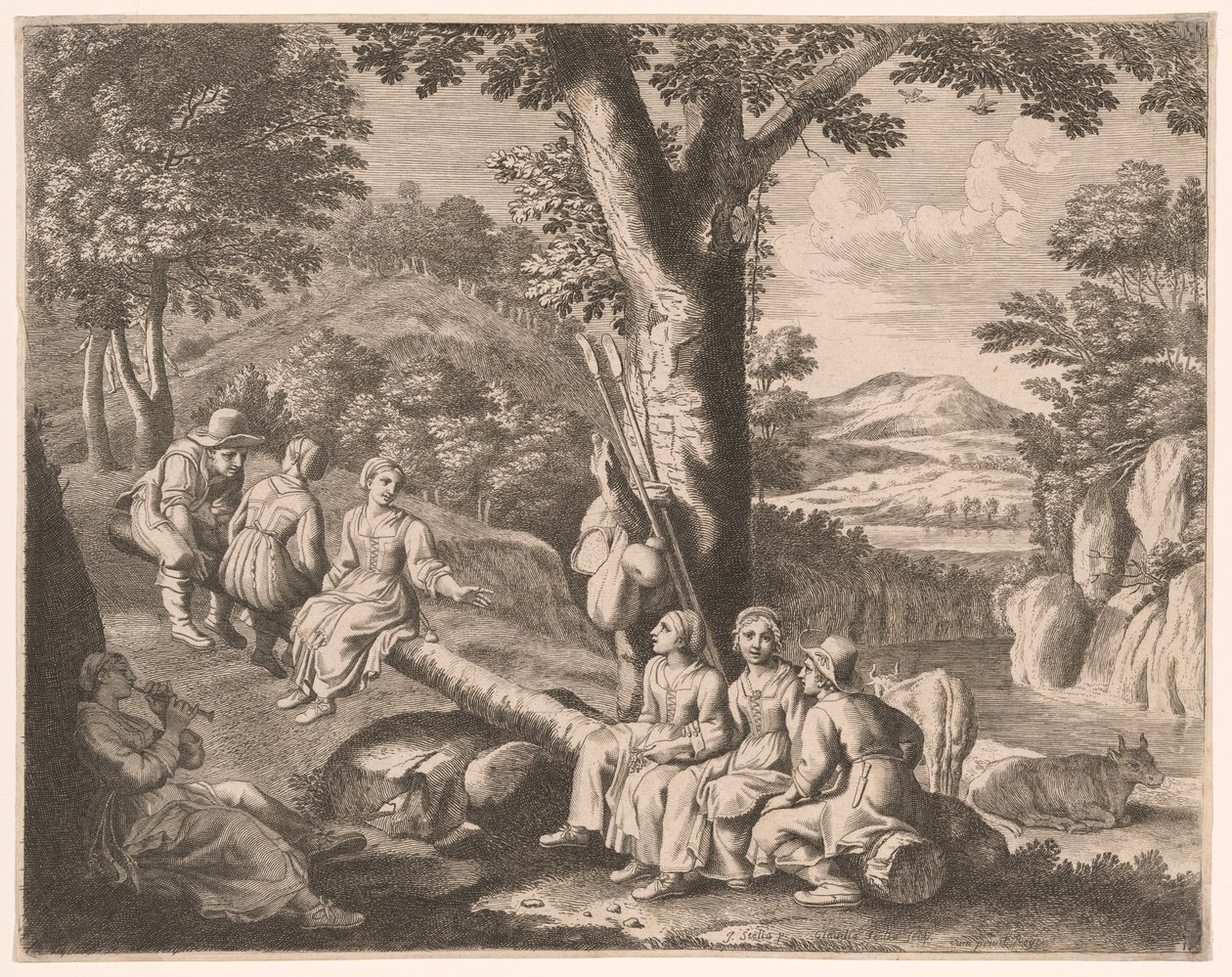 Die Schaukel, Platte 11 aus Pastorales von Claudine Bouzonnet Stella