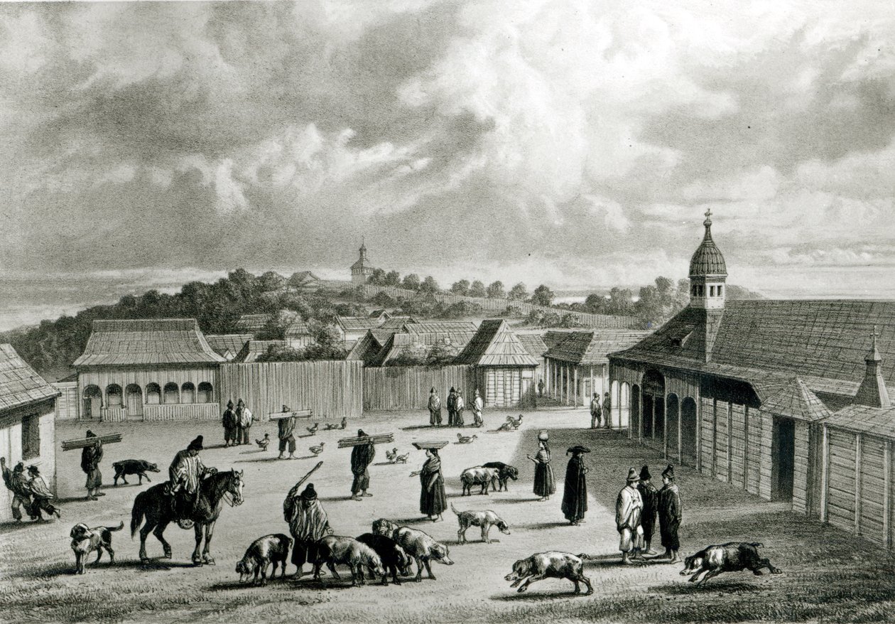 Plaza de San-Carlos de Chiloe, 1835 von Claudio Gay