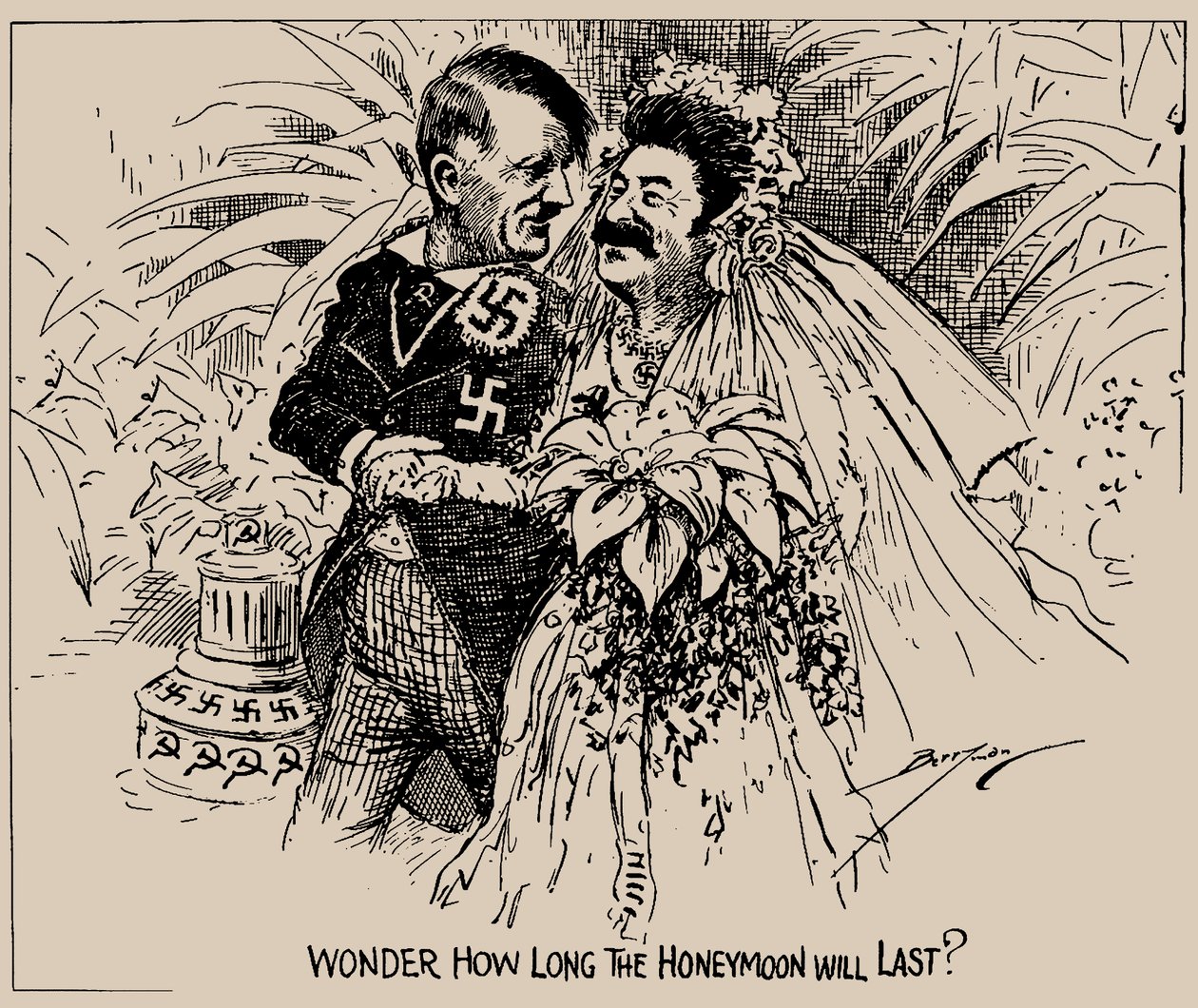 Frage mich, wie lange die Flitterwochen dauern werden, The Washington Star, 1939 von Clifford K. Berryman