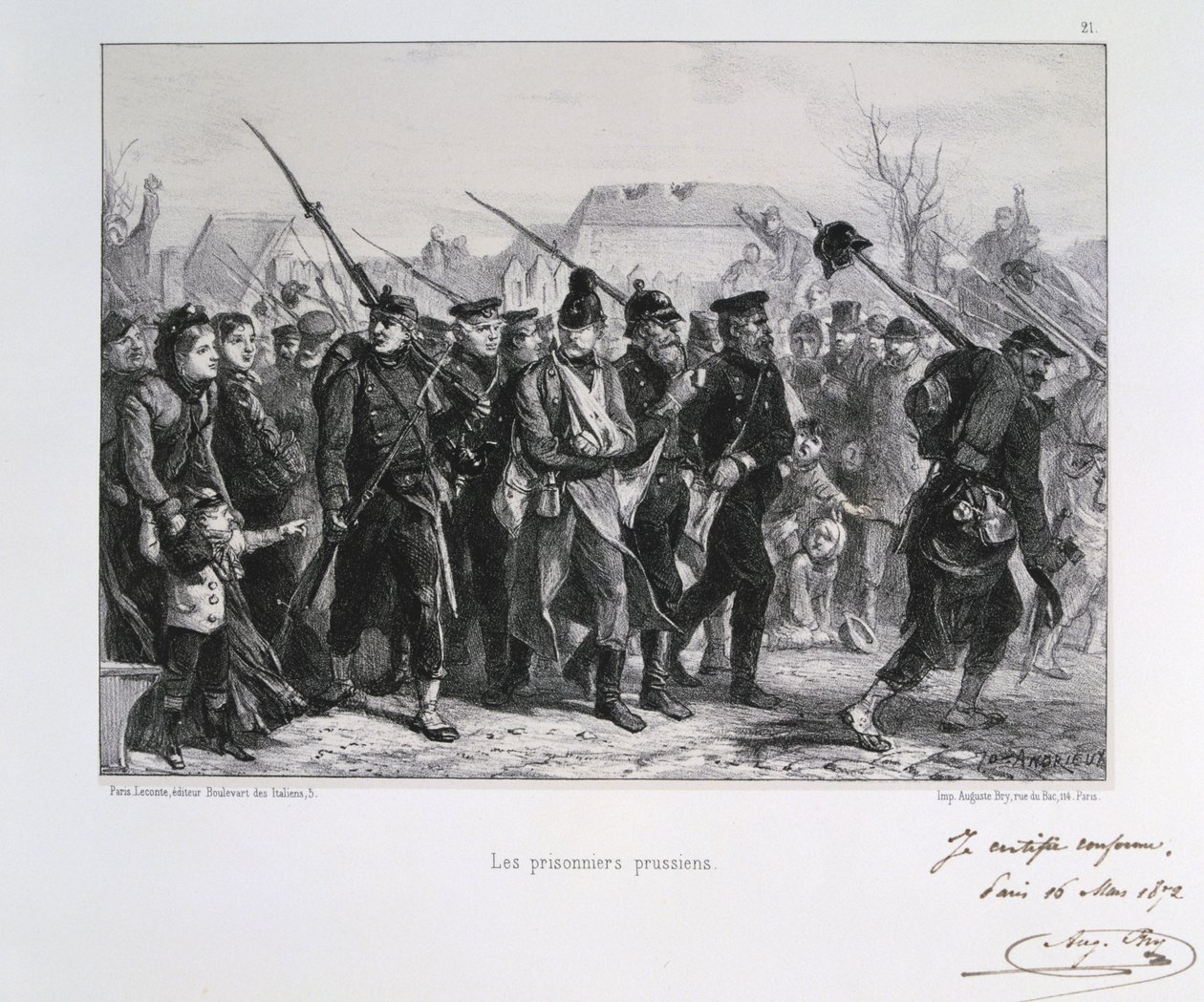 Deutsch-Französischer Krieg 1870-1871: Preußische Kriegsgefangene. Aus einer Serie von Lithografien von Clément Auguste Andrieux über die Nationalgarden. von Clément Auguste Andrieux