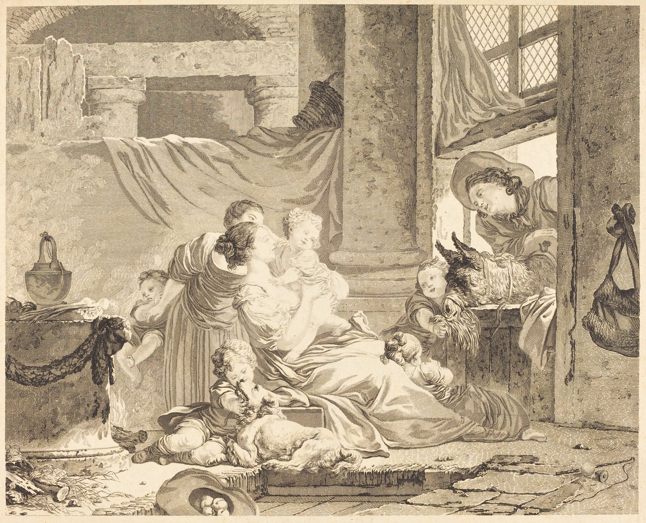 Die Familie des Bauern von Clément Pierre Marillier after Jean Honoré Fragonard