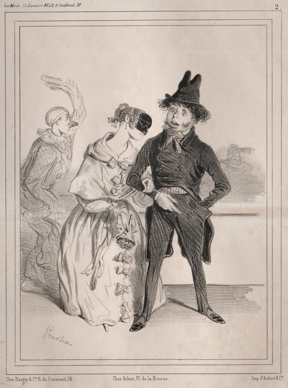 Karnevalsskizzen: Das ist seltsam! Sie sagt mir, dass ich Philibert Désormeaux bin und dass ich für einen Idioten gehalten werde!! ....woher zum Teufel weiß sie das? von Clémente Pruche