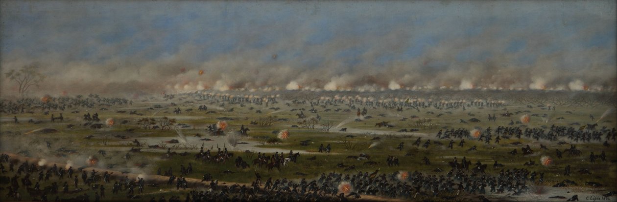 Angriff auf die zweite brasilianische Kolonne in Curupaytí von Candido Lopez