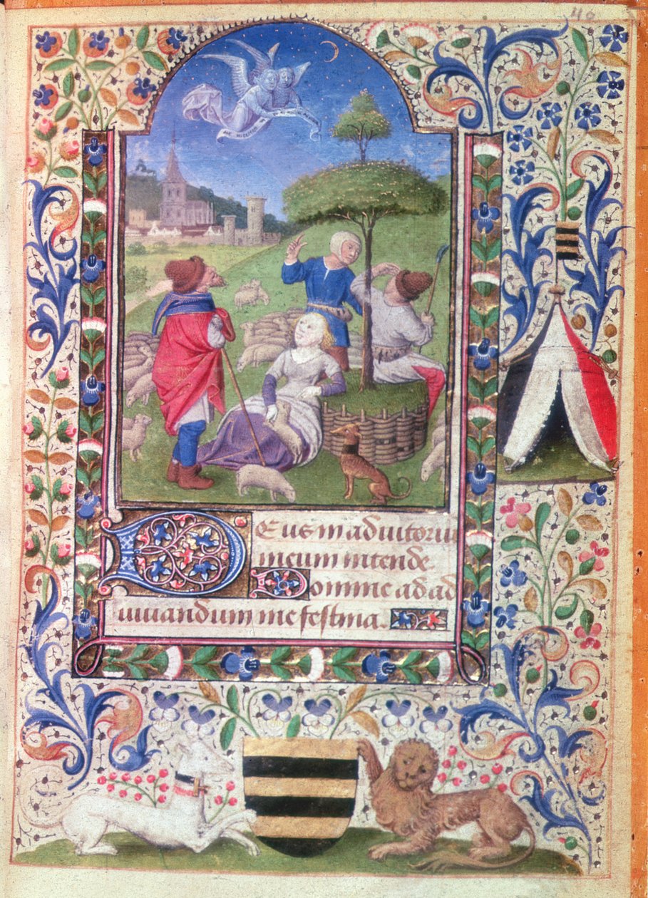 Codex 1929, f.40: Verkündigung an die Hirten, 1450-75 von Coeting Master