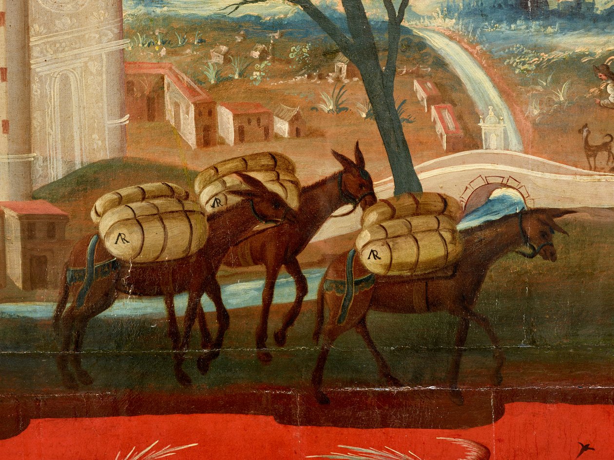 Biombo mit Ansichten von Mexiko-Stadt von Colonial Spanish