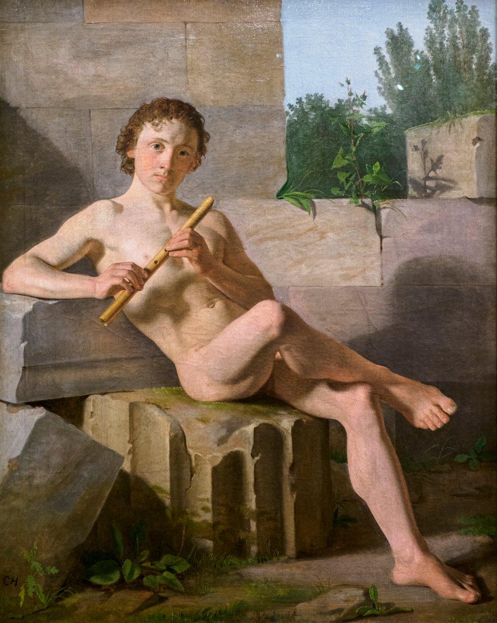 Ein männliches Modell spielt Flöte von Constantin Hansen