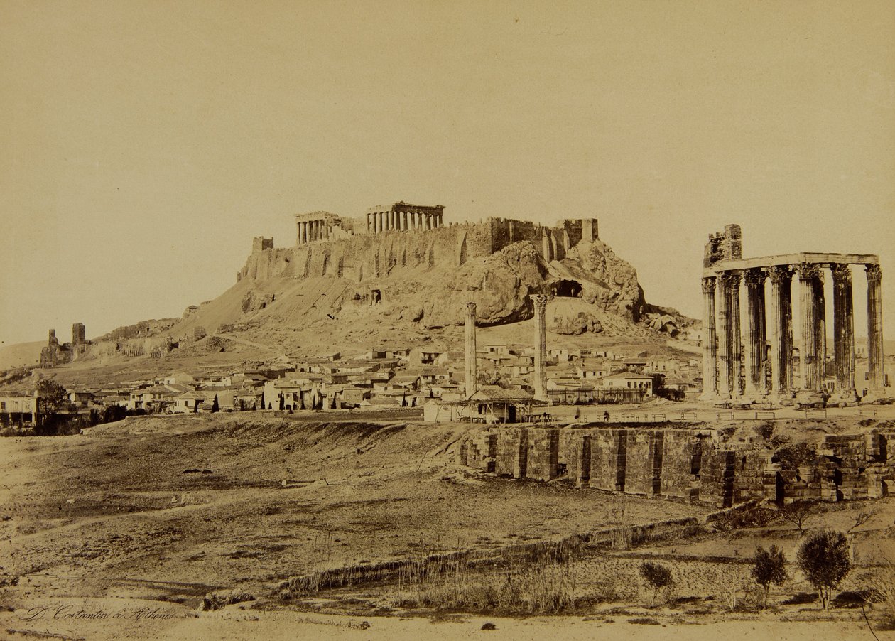 Der Tempel des Olympischen Zeus und die Akropolis im Hintergrund von Dimitrios Constantin