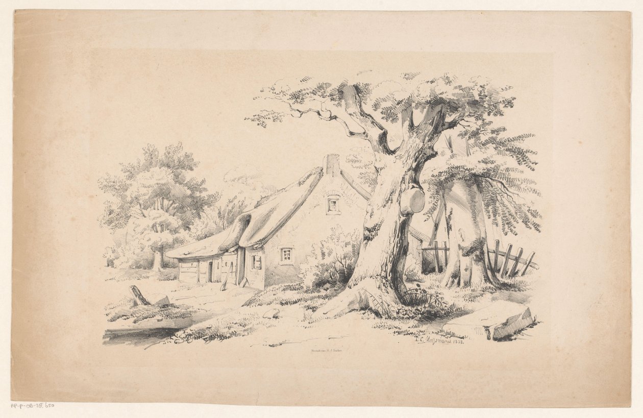 Bauernhof und zwei Bäume (Das Landschaft) von Constantinus Cornelis Huysmans