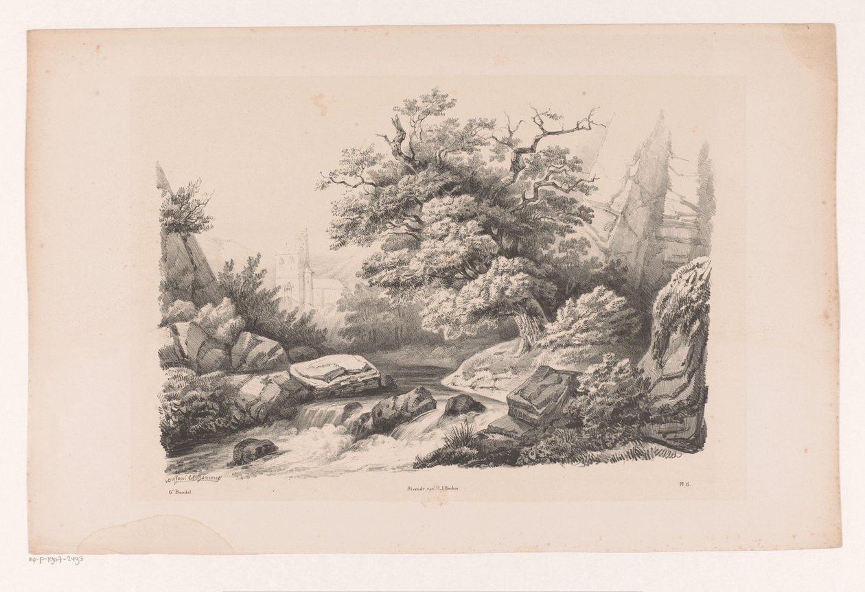Felslandschaft mit Bach von Constantinus Cornelis Huysmans