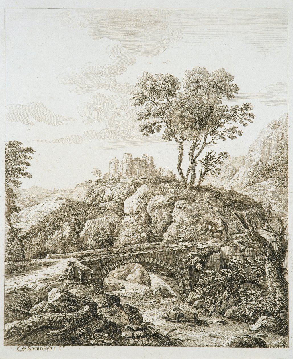 Landschaft mit Schloss von Copplestone Warre Bamfylde