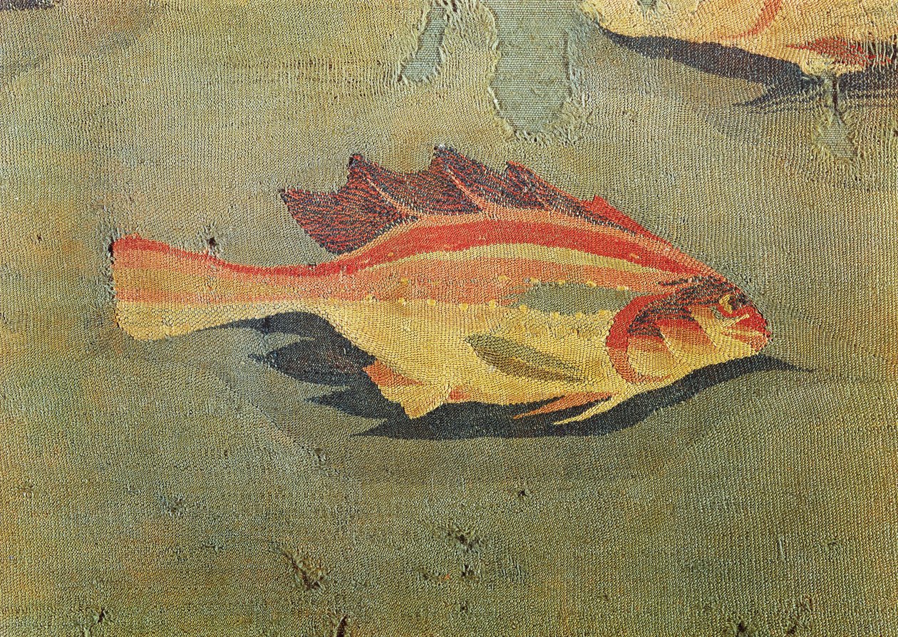 Detail eines Fisches aus einem Wandteppich, aus Antinoe, 2.-3. Jahrhundert von Coptic