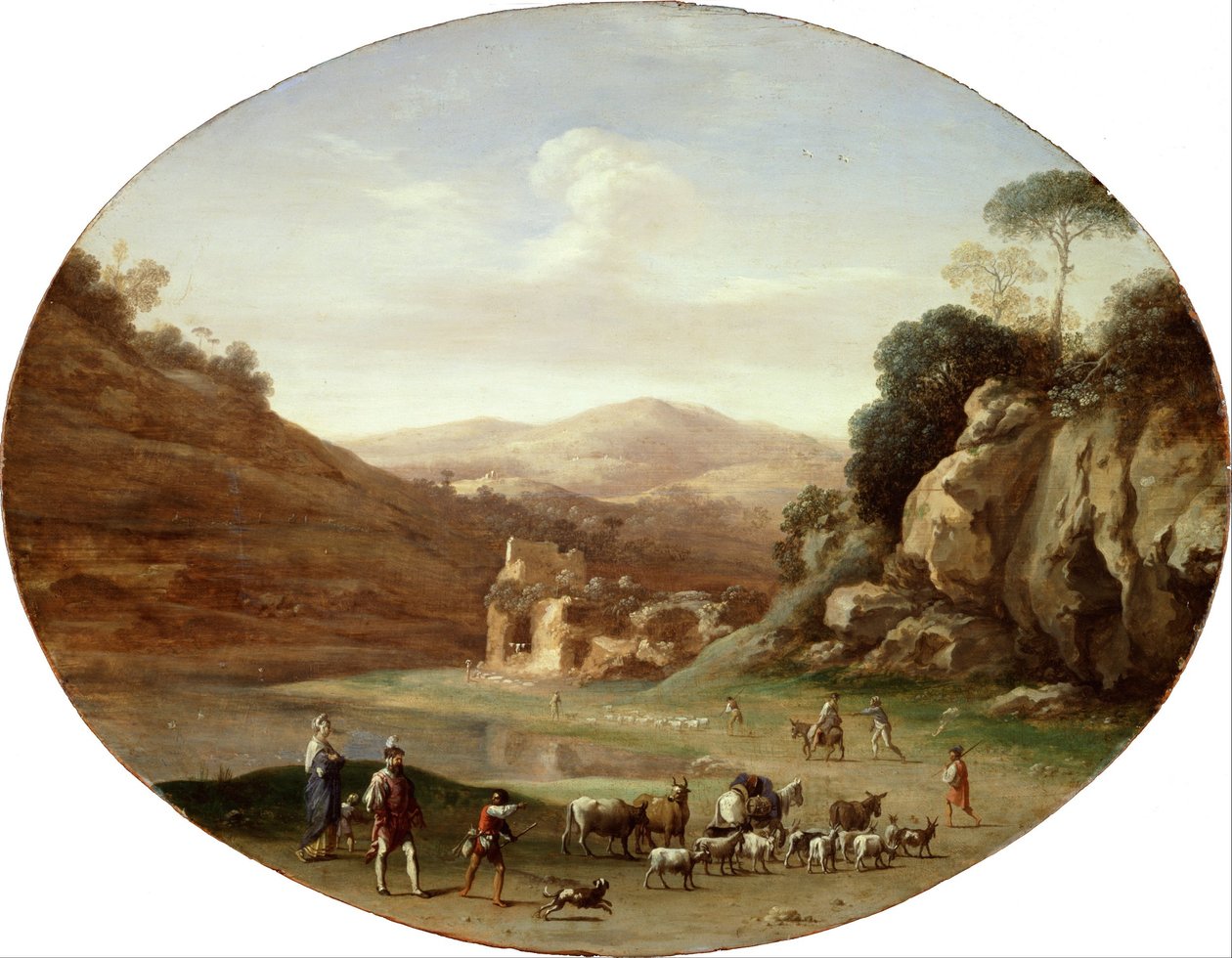 Tal mit Ruinen und Figuren von Cornelis van Poelenburch