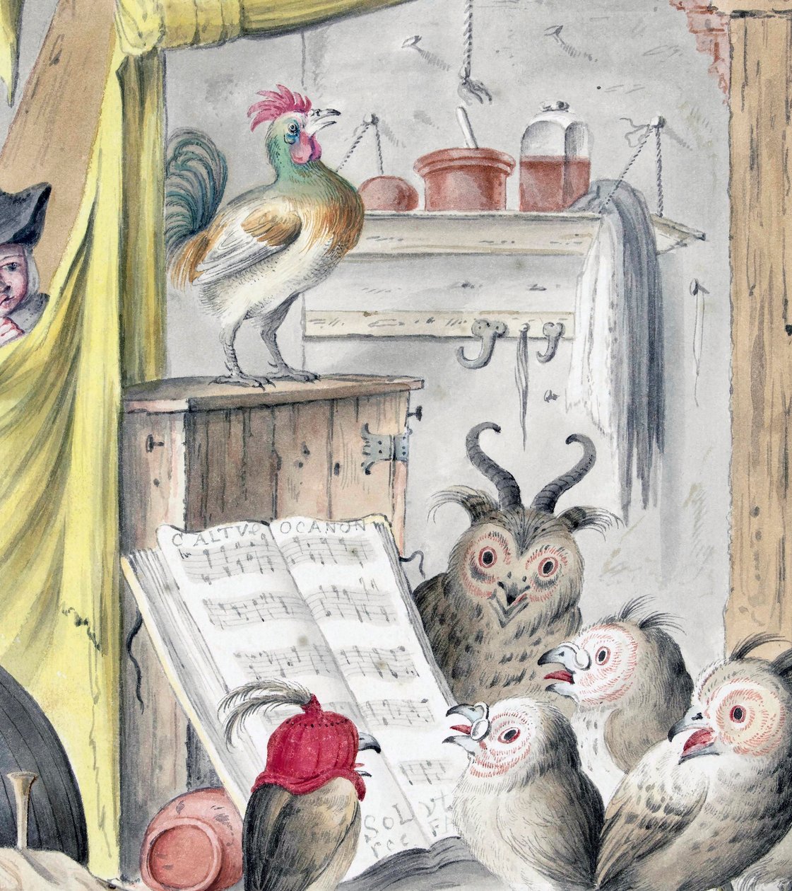 Vogelkonzert (Gravur) von Cornelis (after) Saftleven