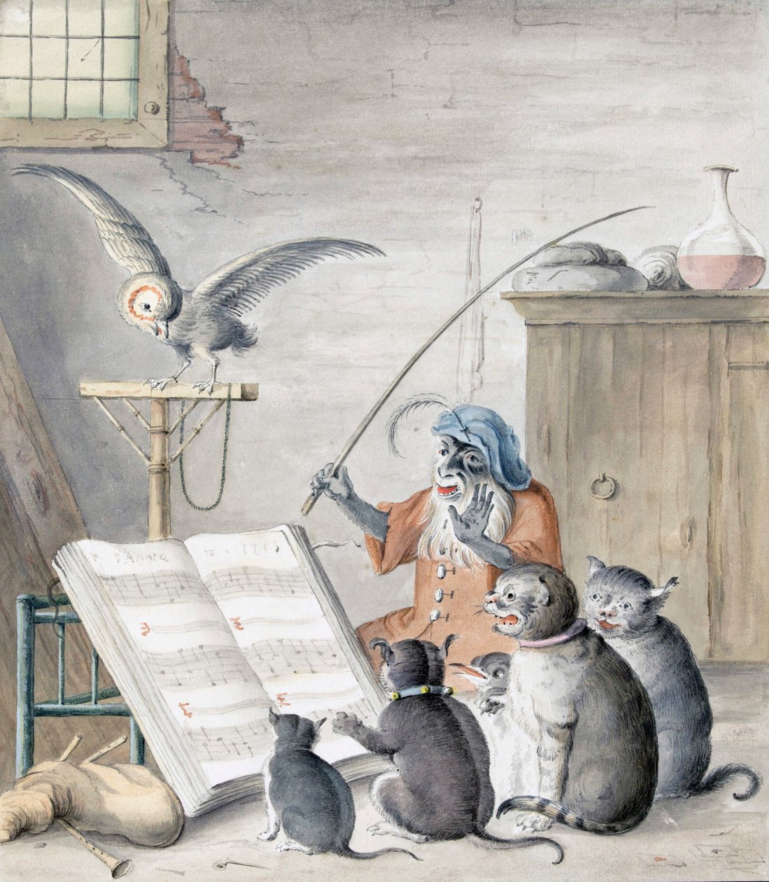 Katzenkonzert (Gravur) von Cornelis (after) Saftleven