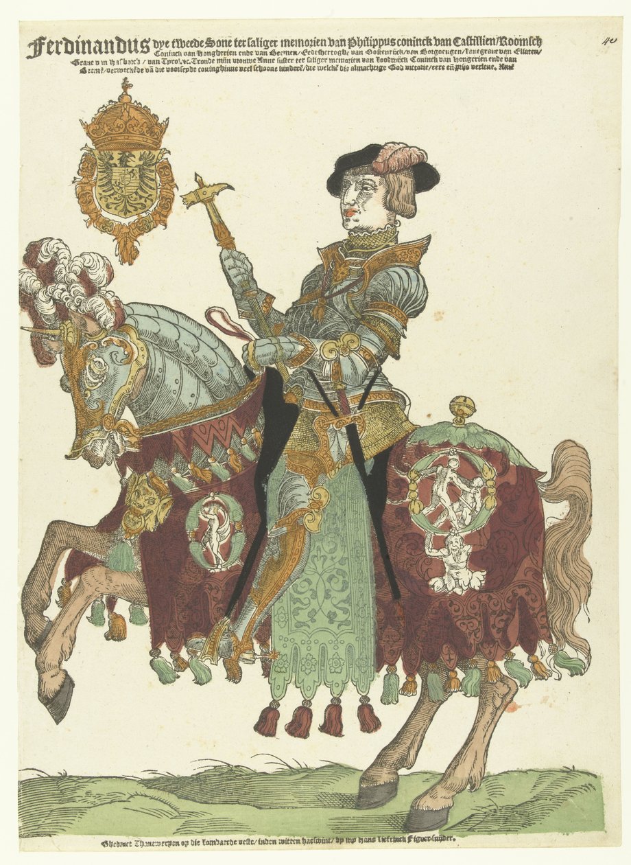 Porträt von Ferdinand I. von Österreich zu Pferd von Cornelis Anthonisz. (manner of)